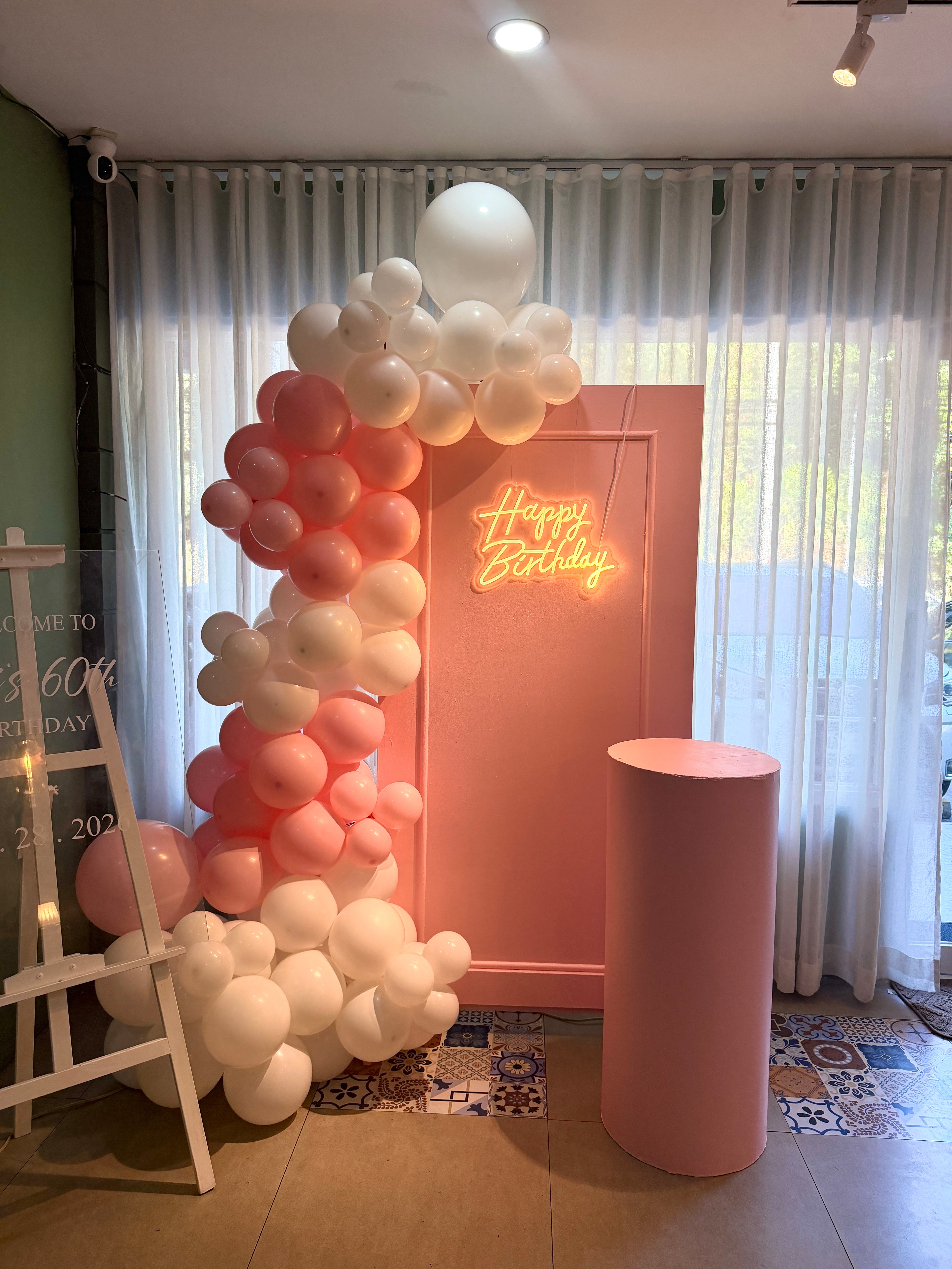 Pink and white panel