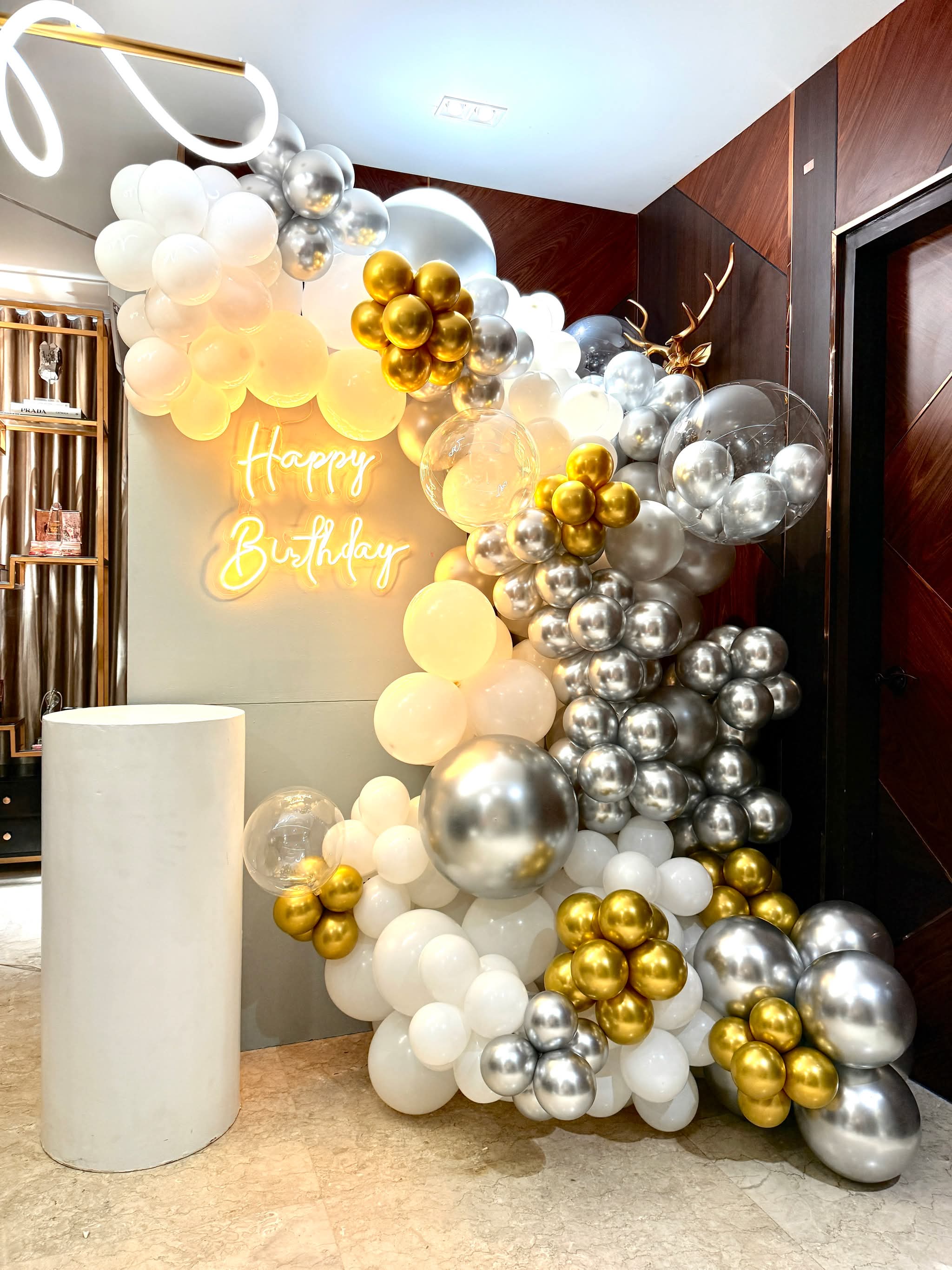 White, silver and gold backdrop