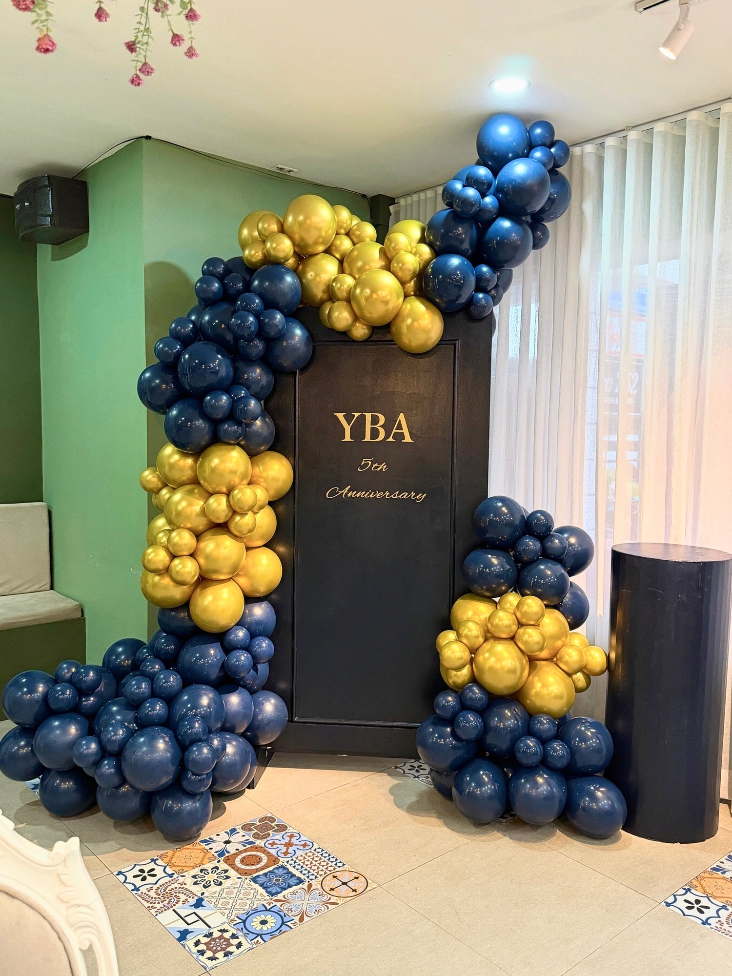 Blue and gold backdrop